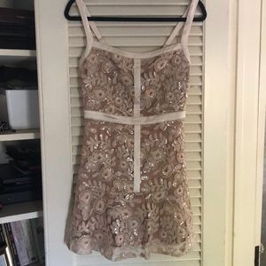 Blush sequin Lace mini flare dress (sample)-RYSE
